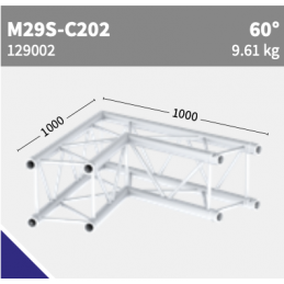 M29S-C202 Ecke 2-Weg 60° | silber, 100cm