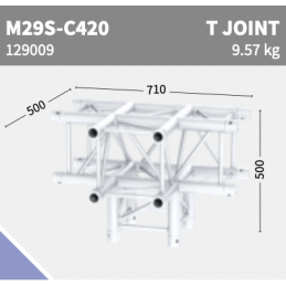 M29S-C420 Coin 4-voies T-JOINT + Leg | argent, 71cm