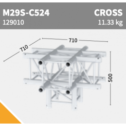 M29S-C524 Ecke 5-Weg CROSS + Leg | silber, 71cm