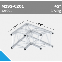 M29S-C201 Ecke 2-Weg 45° | schwarz, 100cm