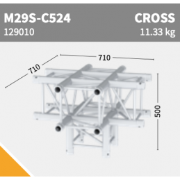 M29S-C524 Ecke 5-Weg CROSS + Leg | schwarz, 71cm