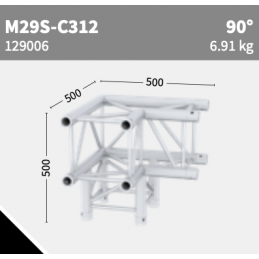 M29S-C312 Coin 3-voies 90° + Leg | noir, 50cm