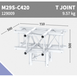 M29S-C420 Ecke 4-Weg T-JOINT + Leg | schwarz, 71cm