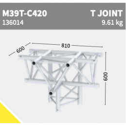 M39T-C420 4-voies Joint en T vertical, Apex down | argent, 81cm