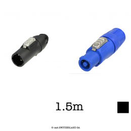 Kabel powerCON True1 male » powerCON 20A blau | TITANEX 3G2.5 | schwarz, 1.5m