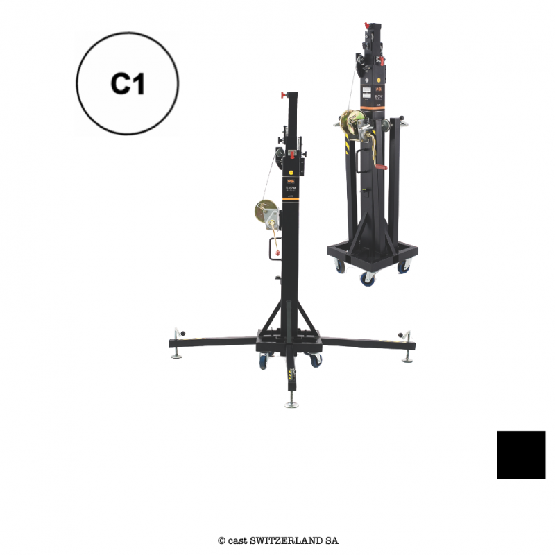 TE-074B Elévateur télescopique Toploader, 25-250kg | noir | H max. 5.35m