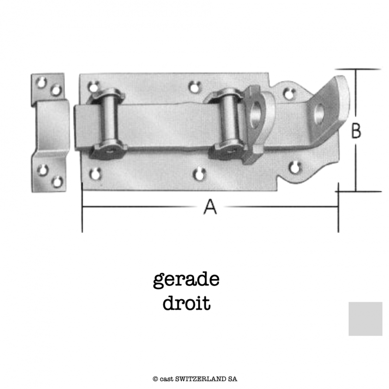 Verrou plat à rouleau et porte-cadenas 110180 Z droit | galvanisé | UE 5