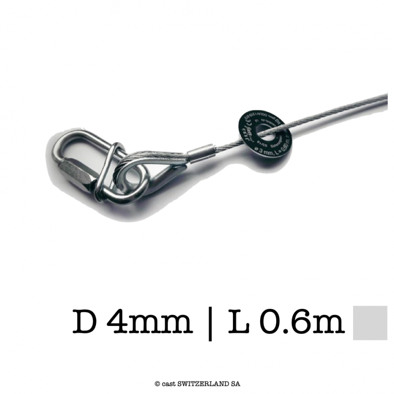 Sicherungsseil nOe, 4mm, 0,6m, 10kg | verzinkt