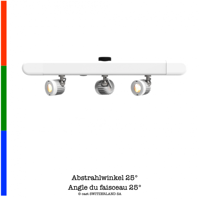 K3 mit 3 LED-Spots fixed lithium battery | 14.4V | 50Wh | RGB | weiss RAL 9005 fine texture