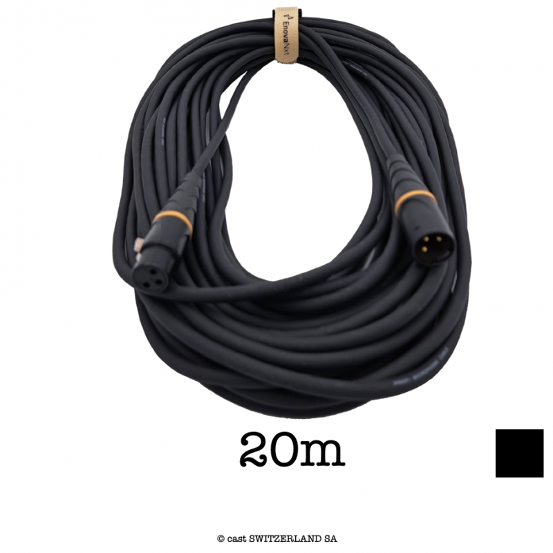 Câble de micro XLR3 moulé 2x0.22 | noir, 20m