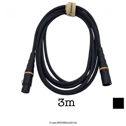 Câble de micro XLR3 moulé 2x0.22 | noir, 3m