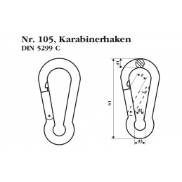 Karabinerhaken Nr. 105/40, 100kg | verzinkt