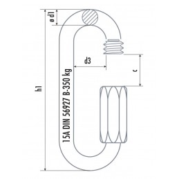 Kettenschnellverschluss 246A/3.5, grosse Öffnung, Kausche, 2-3mm, 50kg | schwarz