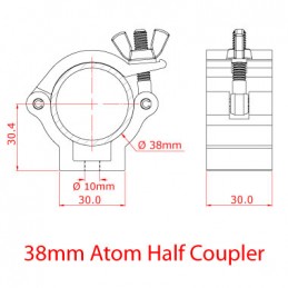 Atom Half Coupler - 38mm, 100kg | aluminium poli