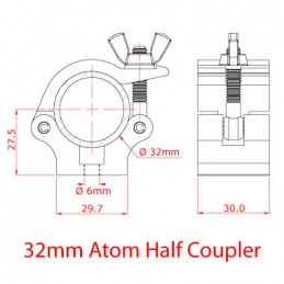 Atom Half Coupler - 32mm, 100kg | aluminium poliert