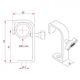 50mm Standard Hook Clamp avec fixings , 40kg | noir