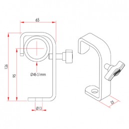 50mm Standard Hook Clamp mit fixings , 40kg | schwarz