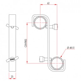 180° Double Ended Hook Clamp - 300mm Ctrs, 40kg | galvanisé