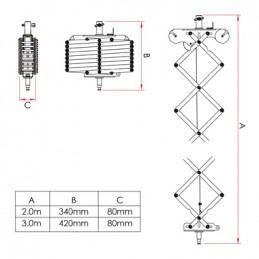 Pantograph 3-Spring 16mm Spigot & Studio Rail, 2m, 3-15kg | noir