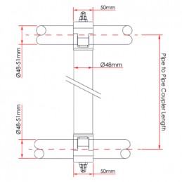 Parallel Pipe to Pipe Coupler - 1000mm, 200kg | aluminium poli