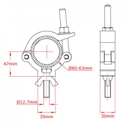 Slimline Mammoth Hook Clamp, 300kg | aluminium poli