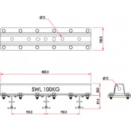 Studio Rail 60 Triple Suspension Bracket avec Wall Fixing, 100kg | noir