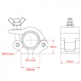 Weld Base Clamp avec Half Connector, 100kg | noir