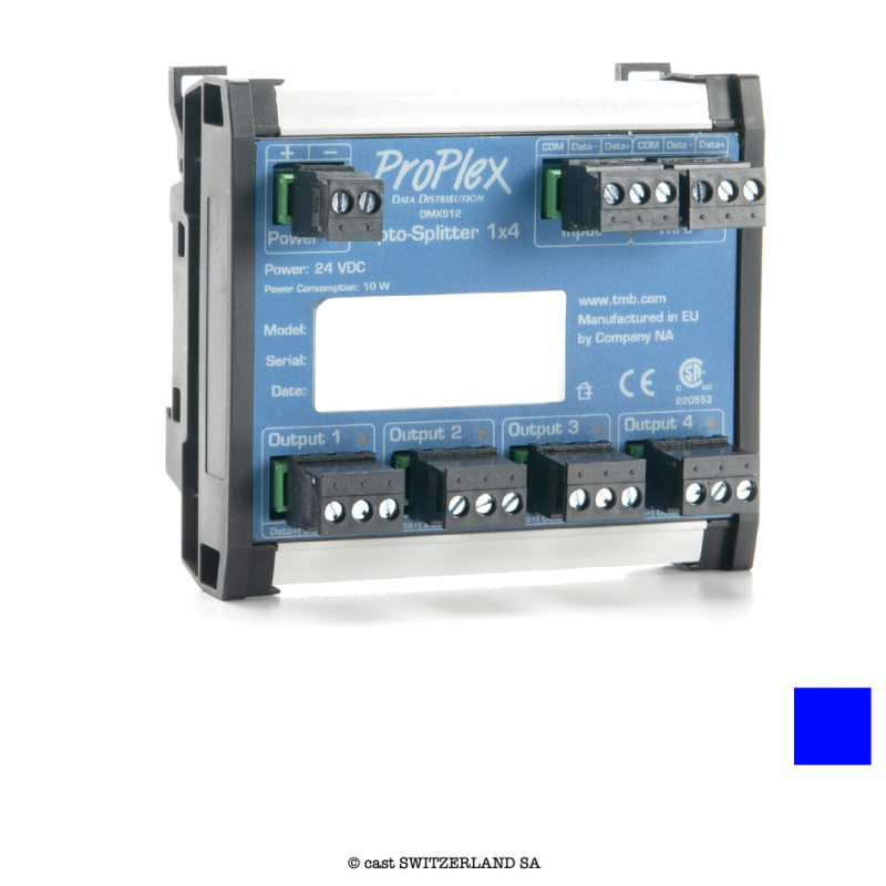 DMX-Opto-Splitter 1x4 DIN Rail | bleu