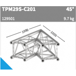 TPM29S-C201 Coin 2-voies 45° | argent, 100cm