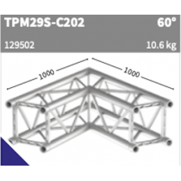 TPM29S-C202 Coin 2-voies 60° | argent, 100cm
