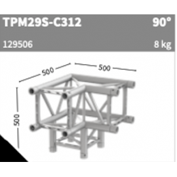 TPM29S-C312 Coin 3-voies 90° + Leg | argent, 50cm