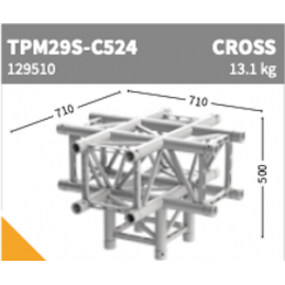 TPM29S-C524 Coin 5-voies CROSS + Leg | argent, 71cm