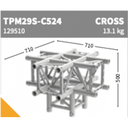 TPM29S-C524 Ecke 5-Weg CROSS + Leg | silber, 71cm