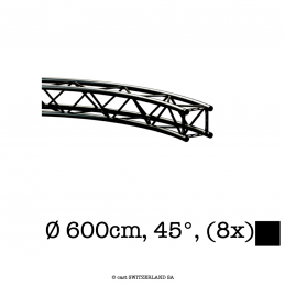 TPM29S-Circle, Ø 600cm | Segment 45° (8x) | noir satiné gloss
