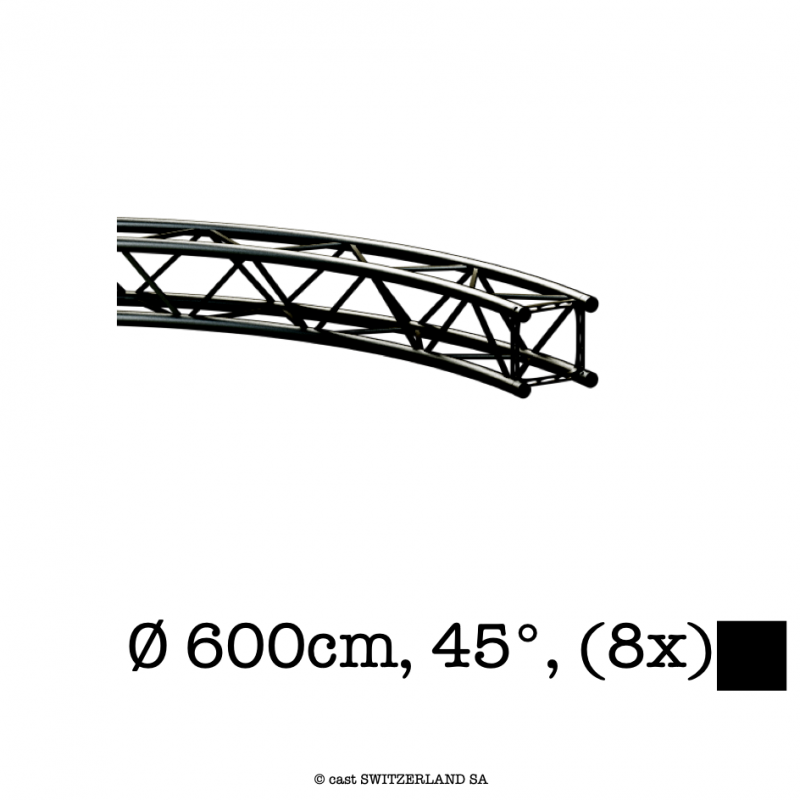 TPM29S-Circle, Ø 600cm | Segment 45° (8x) | noir satiné gloss