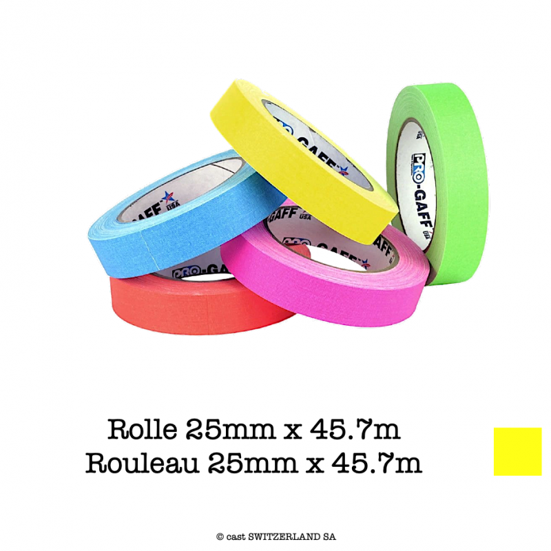 PRO-GAFF Rolle 25mm x 45.7m | fluor. gelb