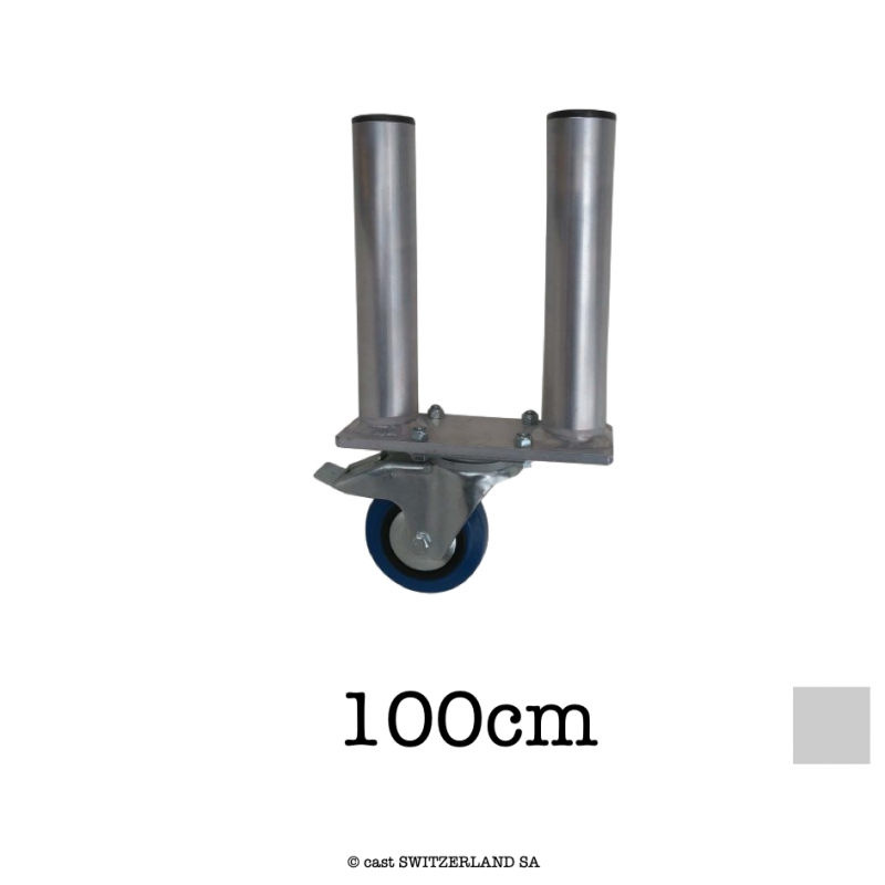 STAGE LEG DOUBLE, Lenkrolle gebremst | silber, 100cm