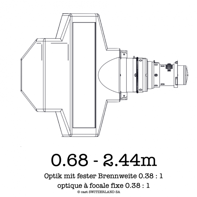 Lentille 0.38 : 1 pour E-Vision, 0.68 - 2.44m