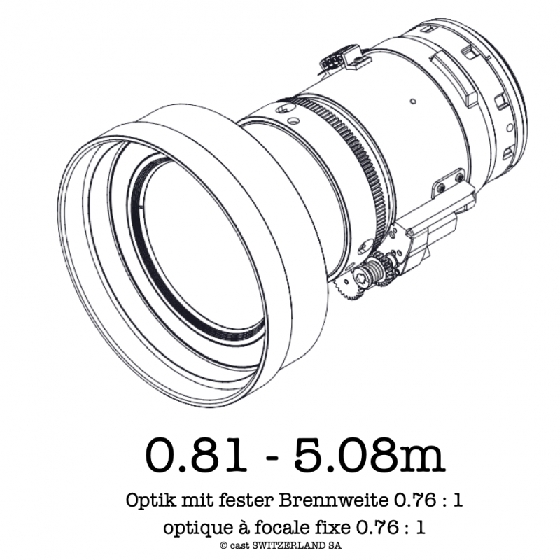 Lentille 0.76 : 1 pour E-Vision, 0.81 - 5.08m