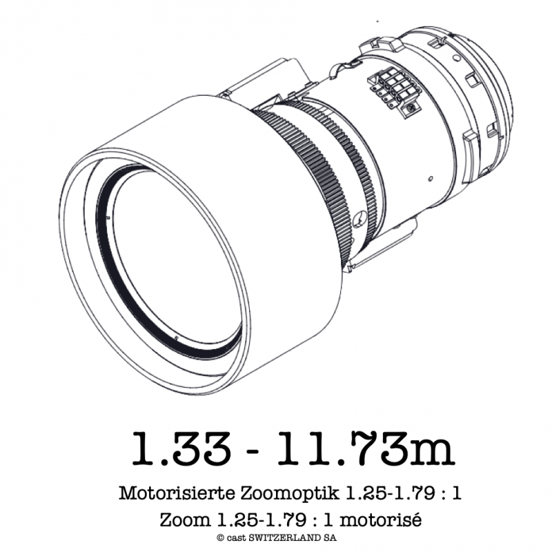 Lentille zoom 1.25-1.79 : 1 pour E-Vision, 1.33 - 11.73m