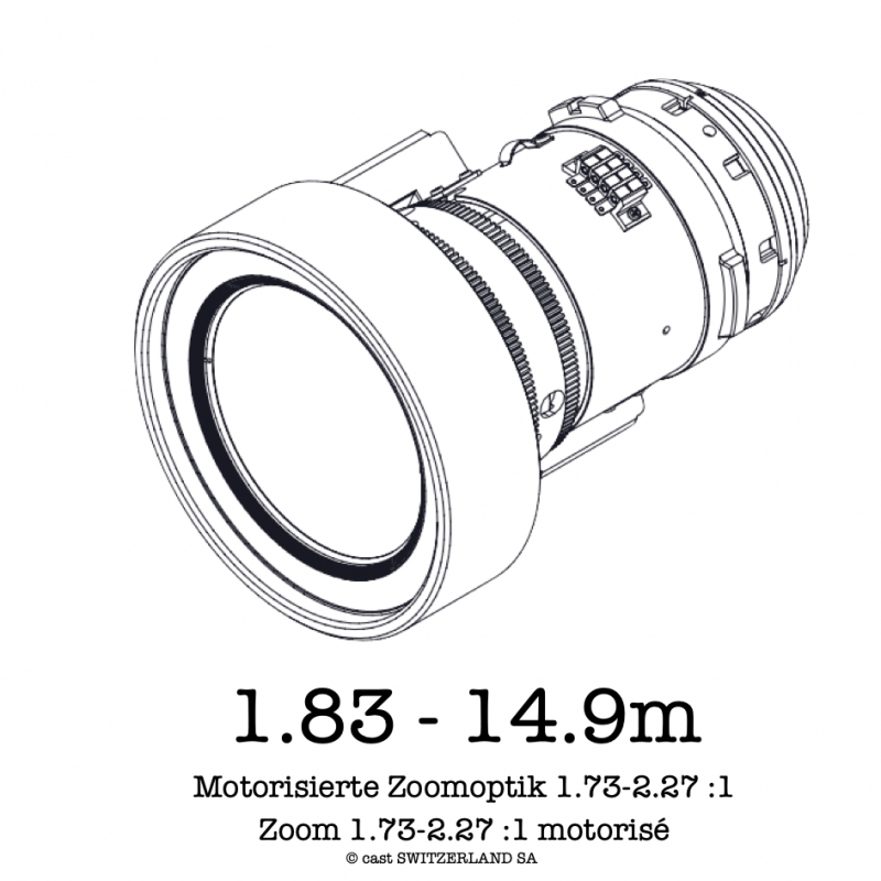 Lentille zoom 1.73-2.27 :1 pour E-Vision, 1.83 - 14.9m