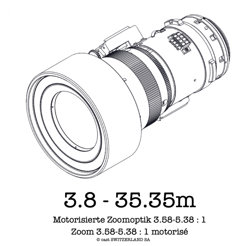 Lentille zoom 3.58-5.38 : 1 pour E-Vision, 3.8 - 35.35m