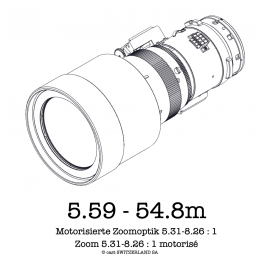 Zoom-Linse 5.31-8.26 : 1 für E-Vision, 5.59 - 54.8m