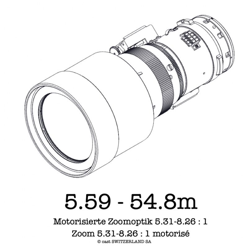 Lentille zoom 5.31-8.26 : 1 pour E-Vision, 5.59 - 54.8m