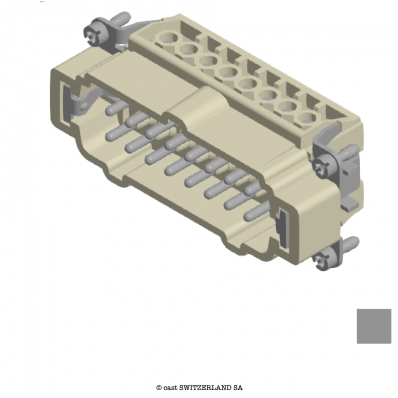 Han 16E-STI-S INSERT DE CONTACT MALE a visser PE+18x0.75-2.5 | gris