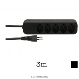 Bâti de prises Swiss Line T12 » 5x T13 | H05VV-F 3G1, 3m | noir