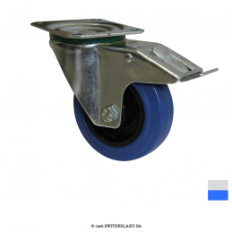 BLUEWHEEL Rouleau pivotante freinée 4800-F, 100-35, LH 125, 140kg | argent bleu