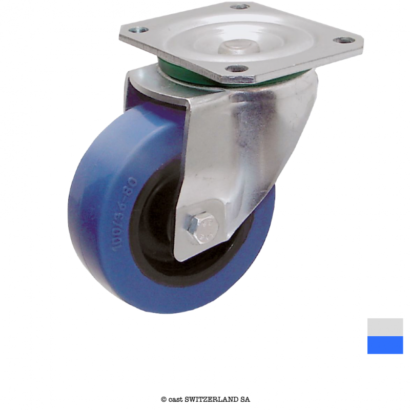 BLUEWHEEL Rouleau pivotante sans frein 4800-S, 100-35, BH 128, 160kg | argent bleu