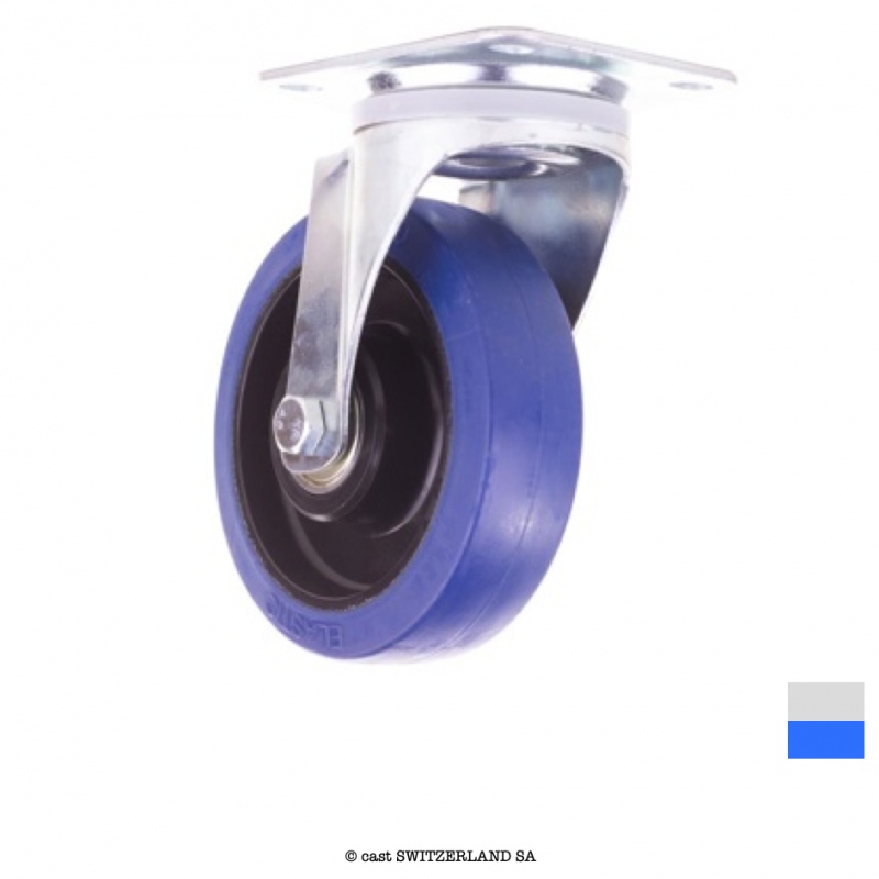 BlueWheel-Set ROULEAU PIVOTANTE non freinées 160-46, 300kg | argent bleu