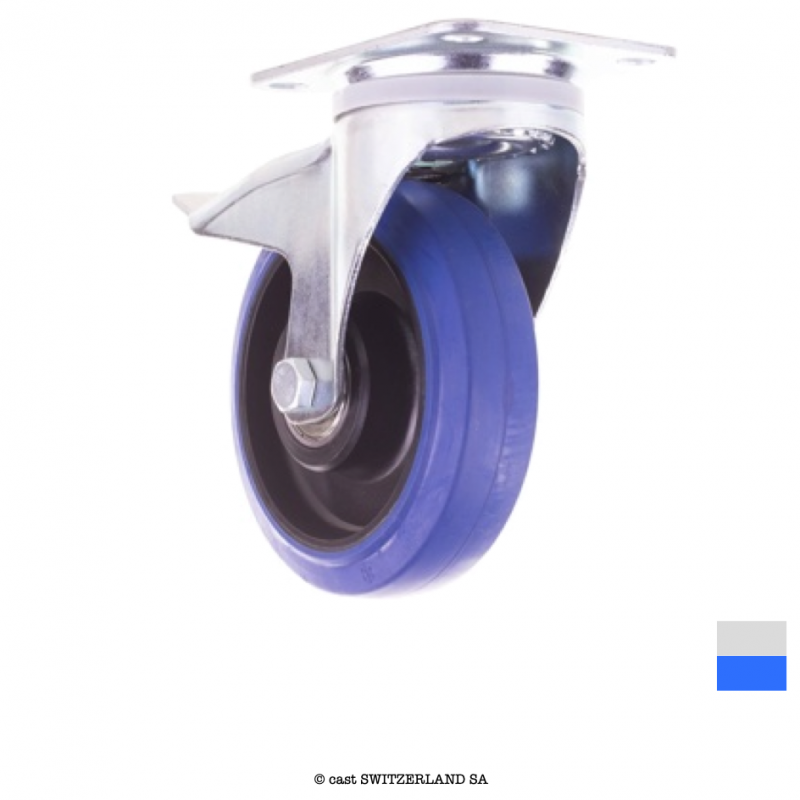 BlueWheel LENKROLLE gebremst 160-46, 300kg | silber blau